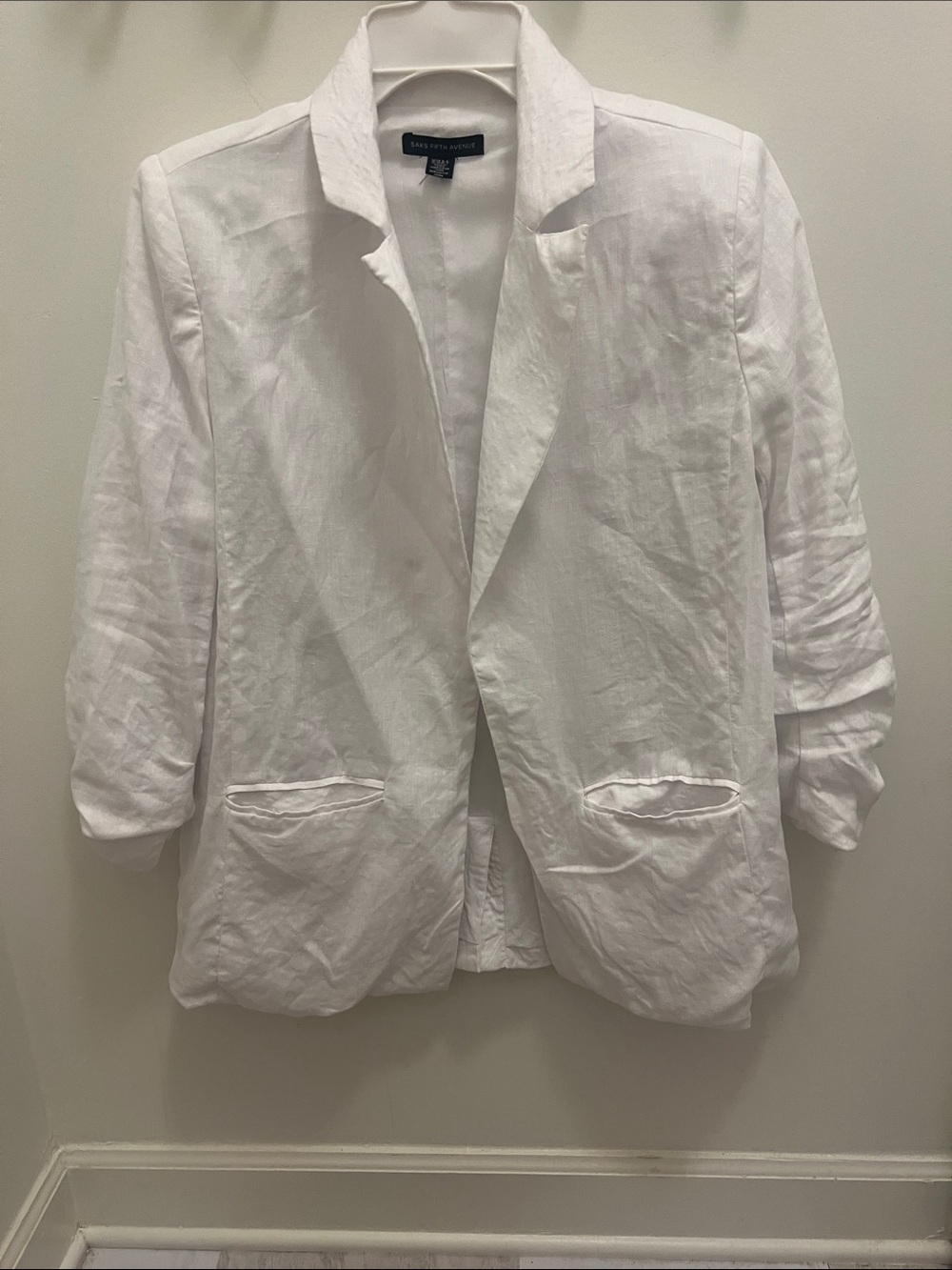 Saks Fifth Ave White Linen Open-Front Blazer XS